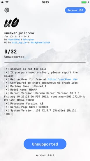 ios1257-successfully-checkra1n-and-chimerafix-jailbreak-but-chimera-and-unc0ver-unsupported-5