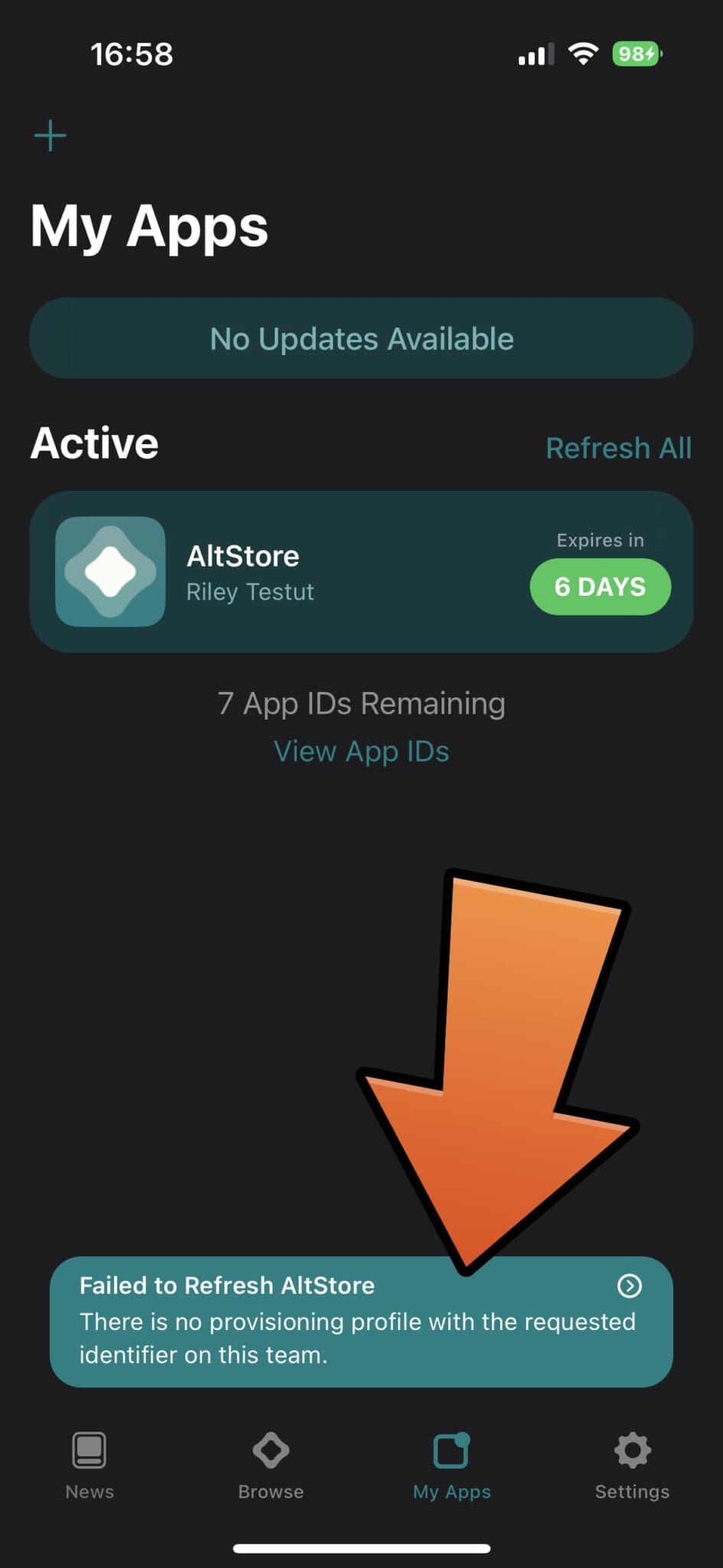 【注意】AltStoreにて「Provisioning Profile」エラーが発生中！署名更新などが行えないため、修正までご注意を