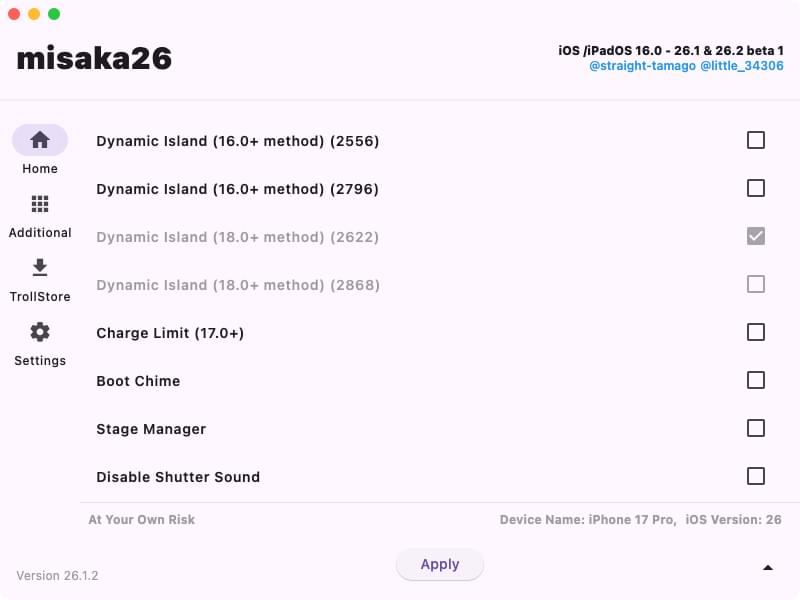 release-misaka26-customization-tool-for-ios16-ios261-and-262b1-14 release-misaka26-customization-tool-for-ios16-ios261-and-262b1-14